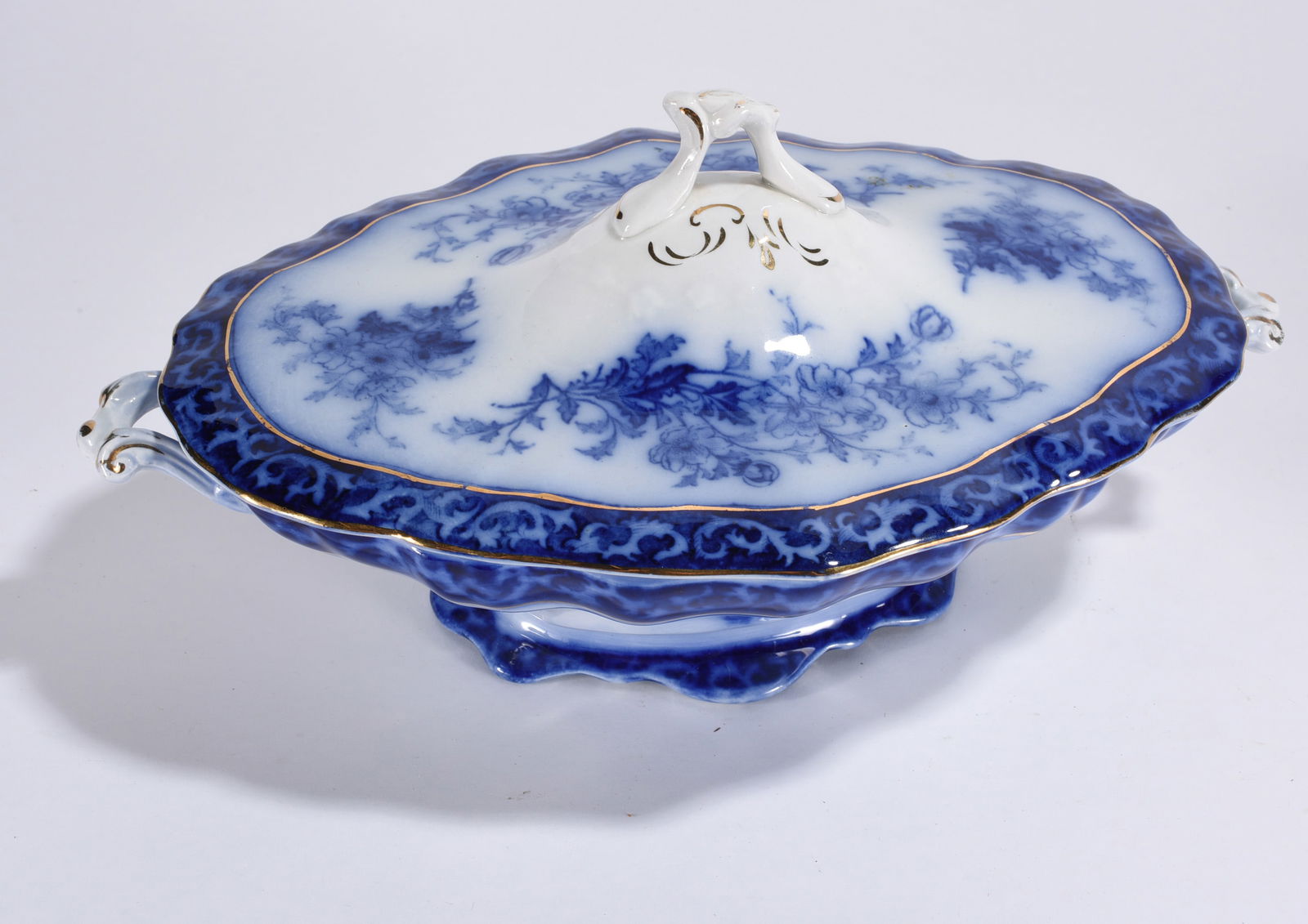 Antique Flow Blue Serving Dish (1 of 4)