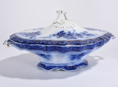 Antique Flow Blue Serving Dish