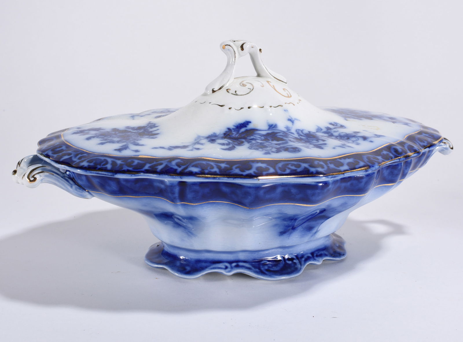 Antique Flow Blue Serving Dish (1 of 3)
