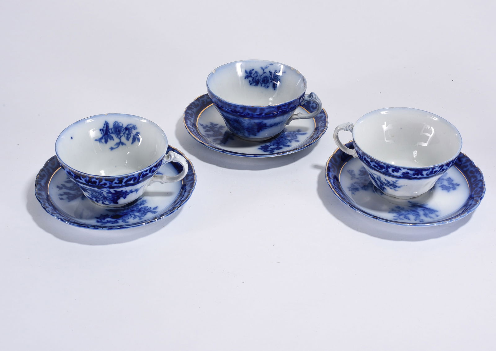 Antique Flow Blue Tea Cup and Saucers (1 of 4)