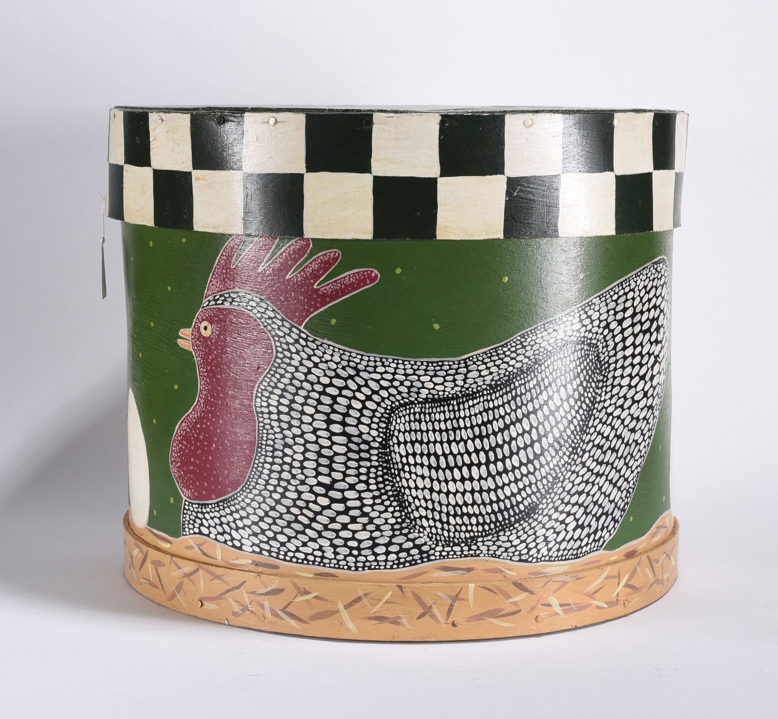 Large Round Folk Art Storage Box (1 of 3)