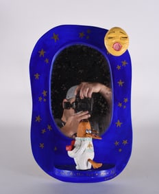 Folk Art Mirror with Elvis Carving