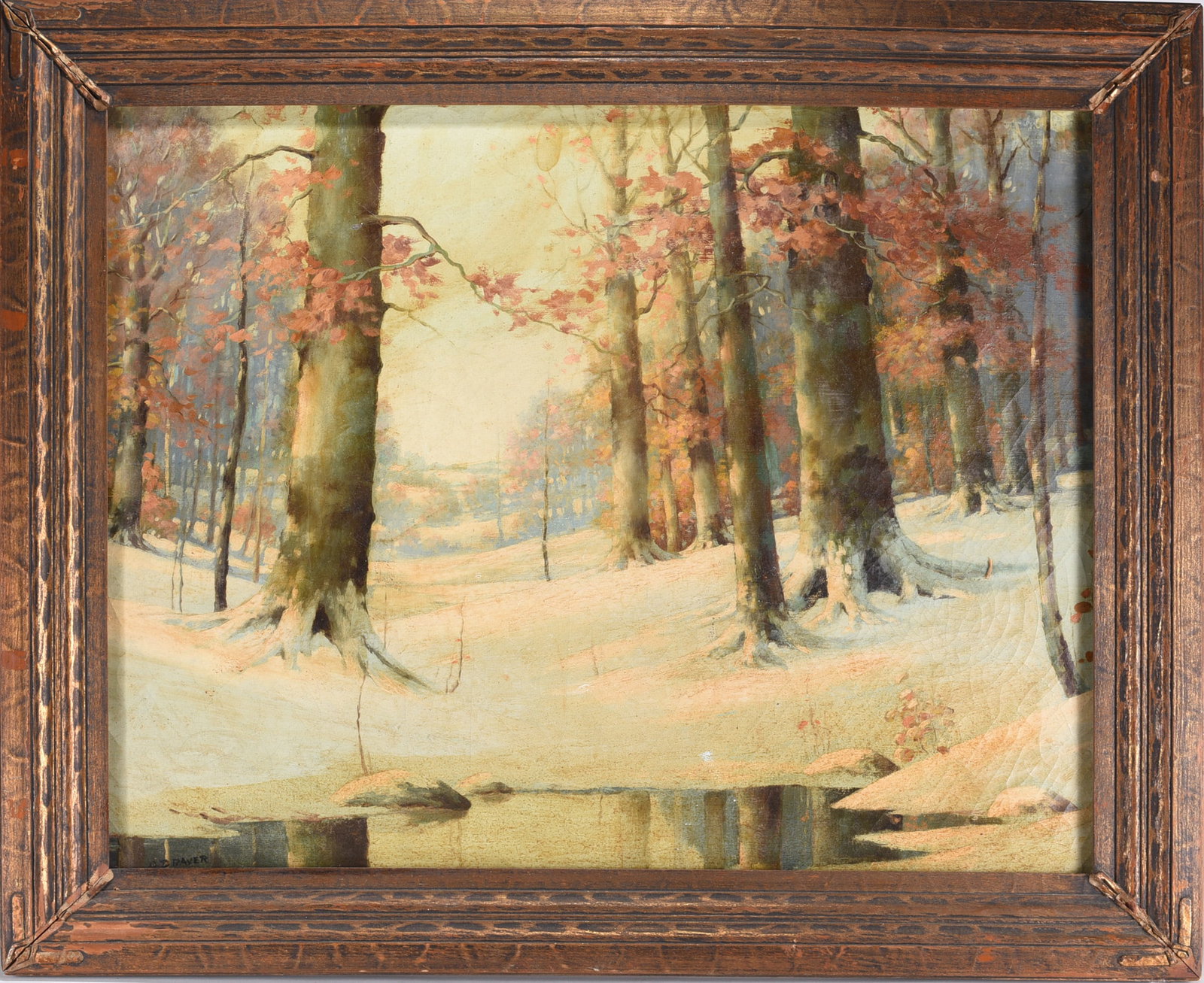 Antique Painting on Canvas: old painting framed.