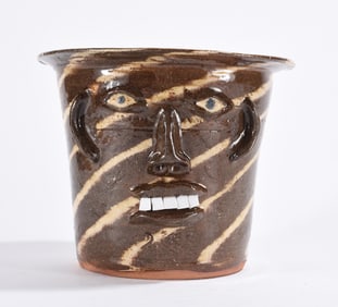 Walter Fleming Swirl Pottery Face Crock