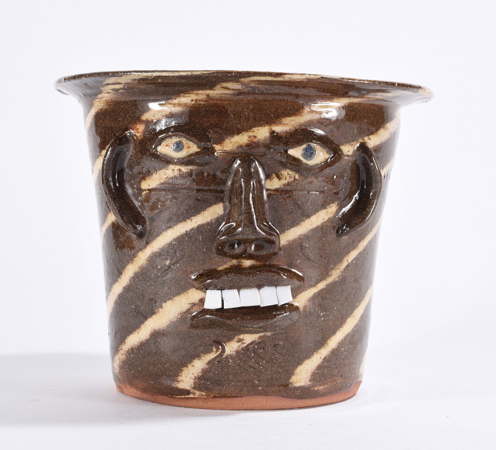 Walter Fleming Swirl Pottery Face Crock (1 of 3)