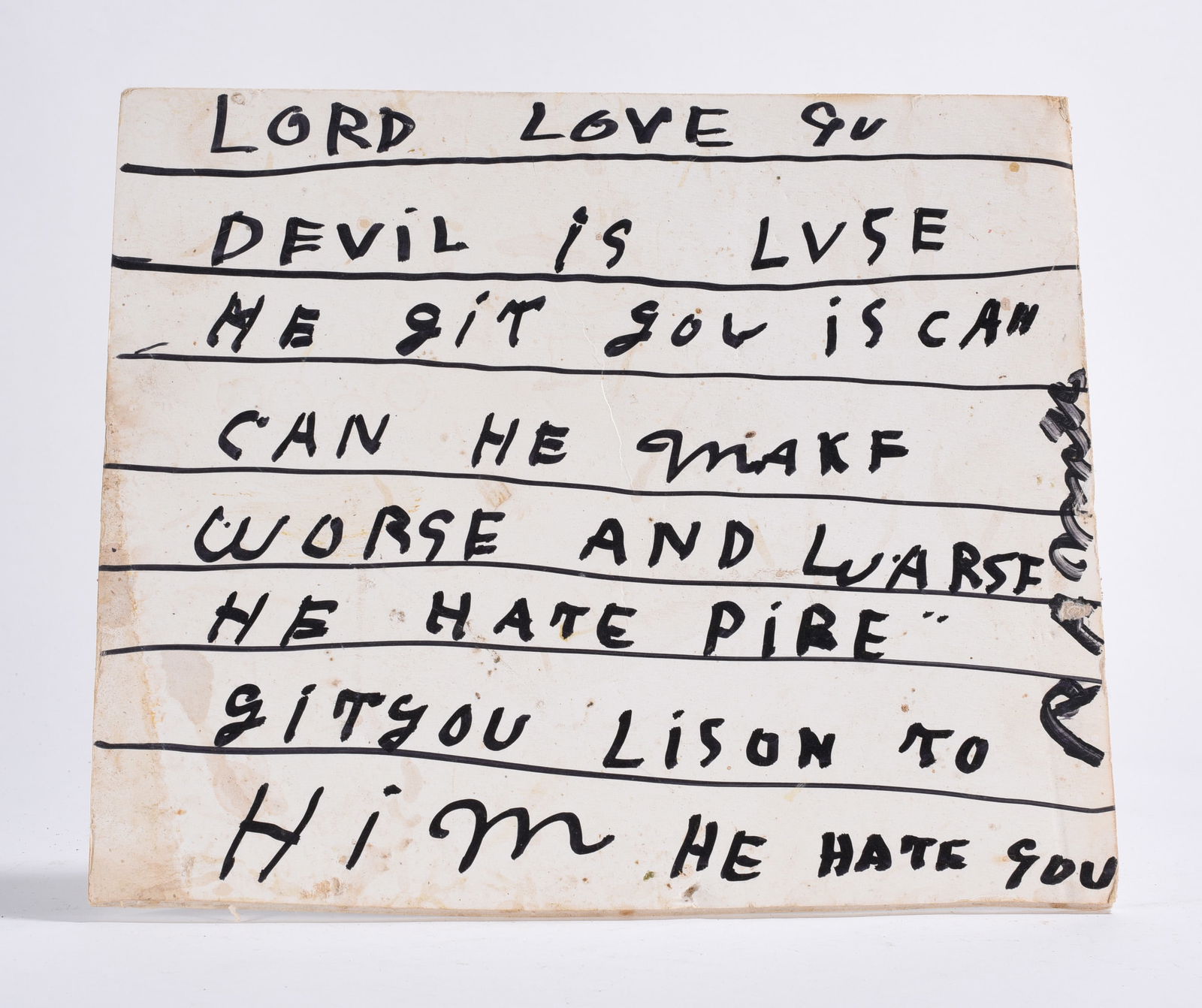 RA Miller Hand Drawn Verse: marker on poster board. Signed.