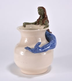 Mermaid Pottery Figural Vase