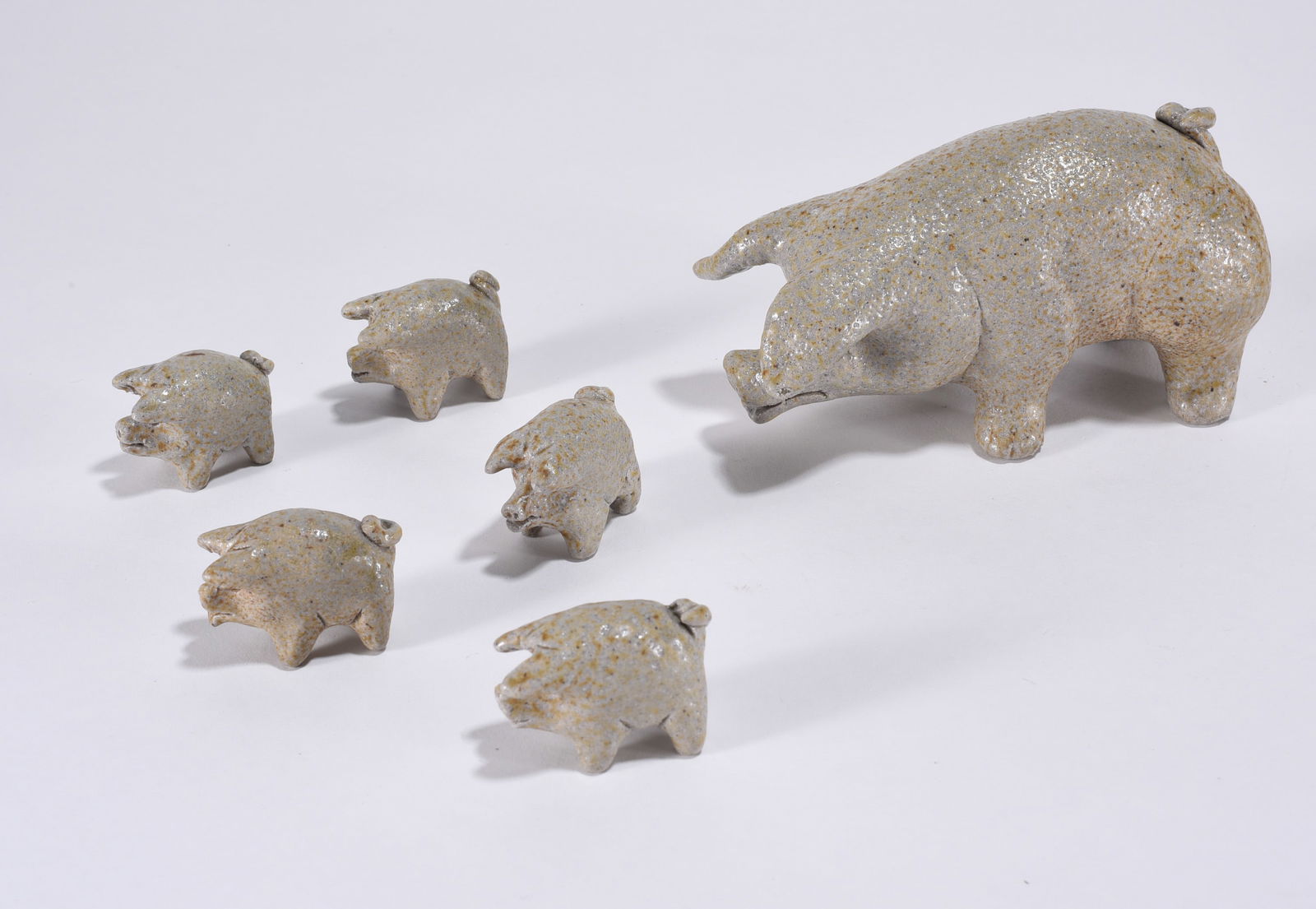 Ina Bolick Salt Glaze Pottery Pig Family (1 of 3)