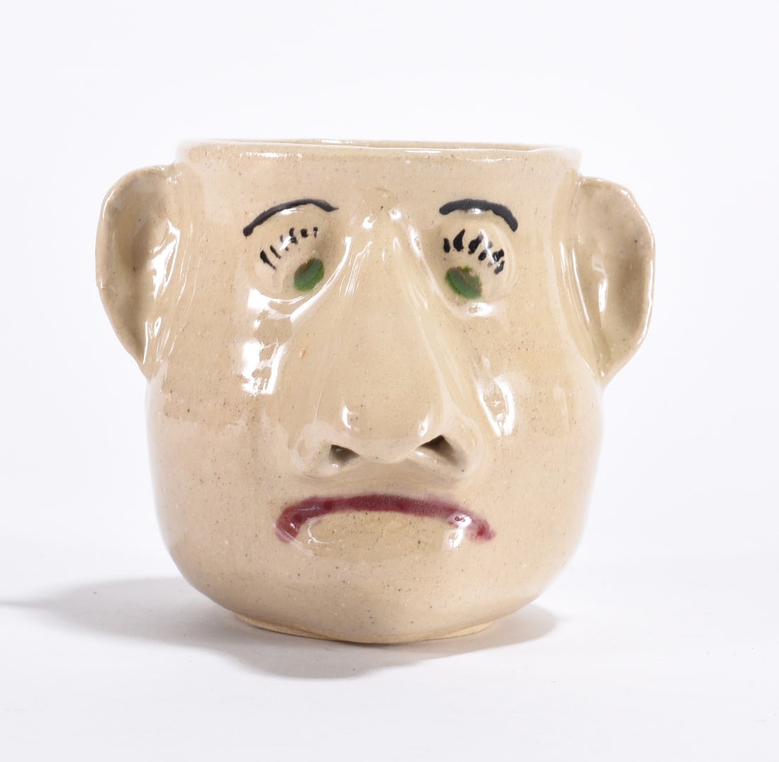 Pottery Face Vase: 3" signed on bottom. All items can be in house shipped to get in house shipping select SELF ARRANGE. Shipping takes 3 weeks or less but up to 3 weeks.