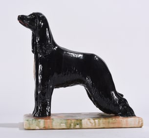 Glazed Ceramic Cocker Spaniel Dog Statue