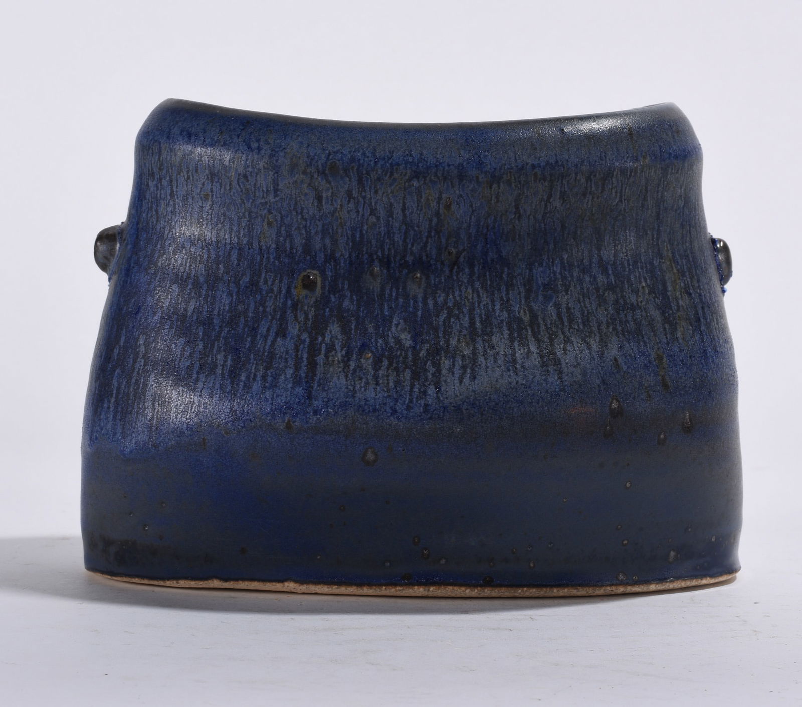 American Art Pottery Vase: mottled blue glaze, not signed. Ca. 1950. 5"