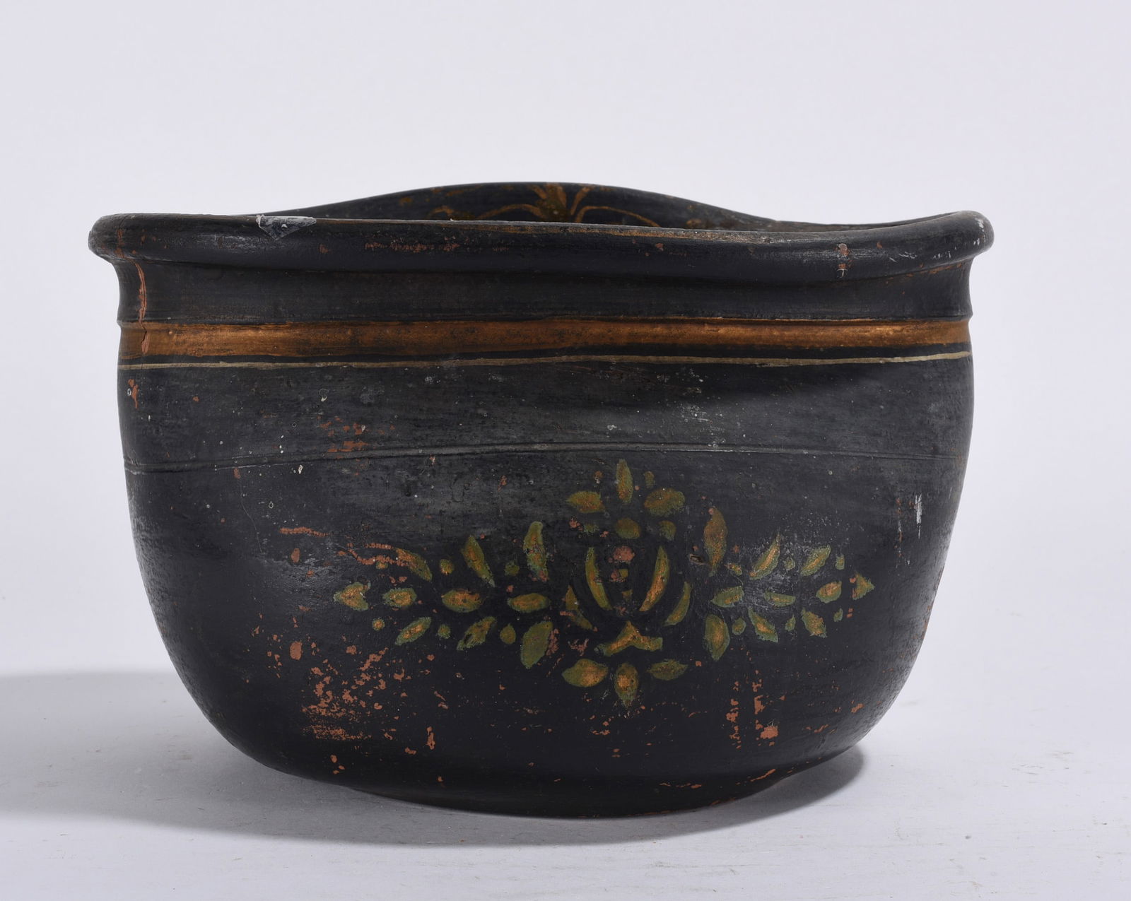19th Century Pottery Bowl: pottery bowl with paint. Ca. 1890-1900 6"