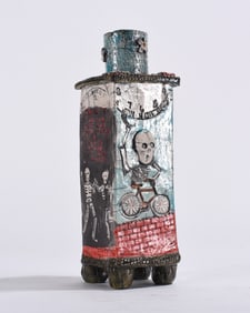 Raku Glaze Pottery Bottle New Orleans