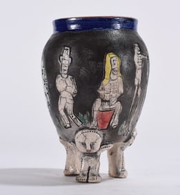 Raku Glaze Pottery Bottle New Orleans