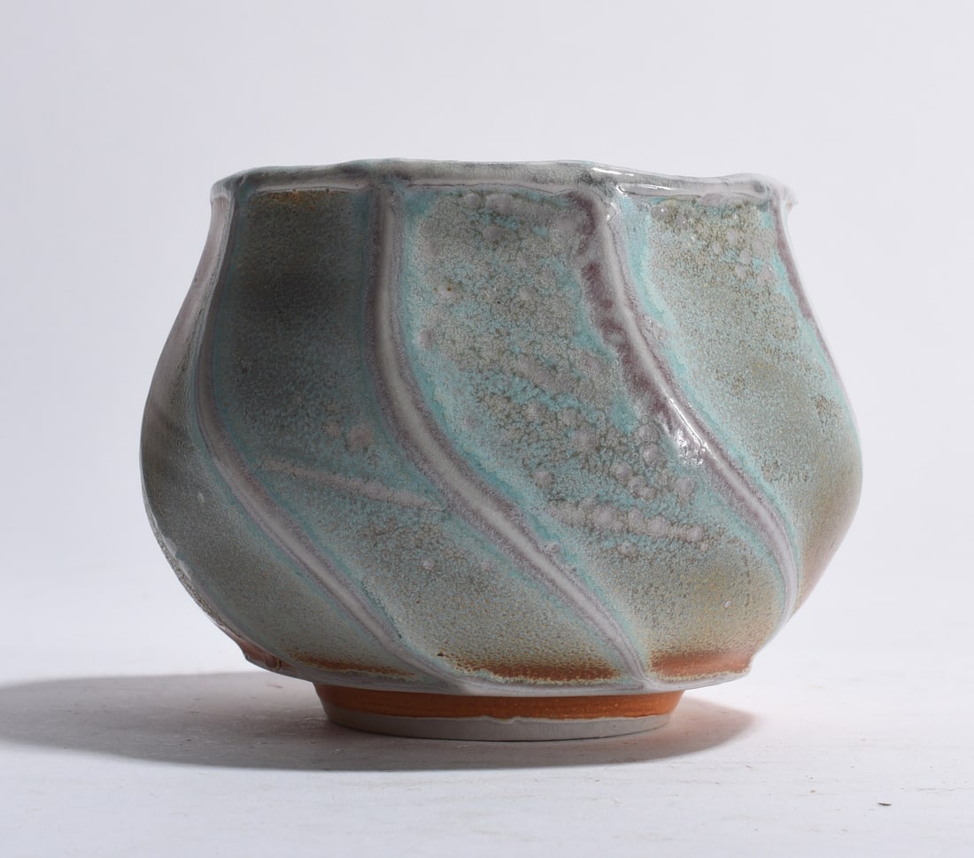 Studio Pottery Vase: a fantastic studio pottery vase, a mark on the bottom. Awesome colors. 3.5"