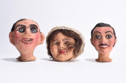 Folk Art Mache Puppet Heads