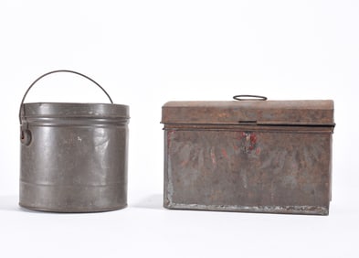 Antique Metal Can and Pale