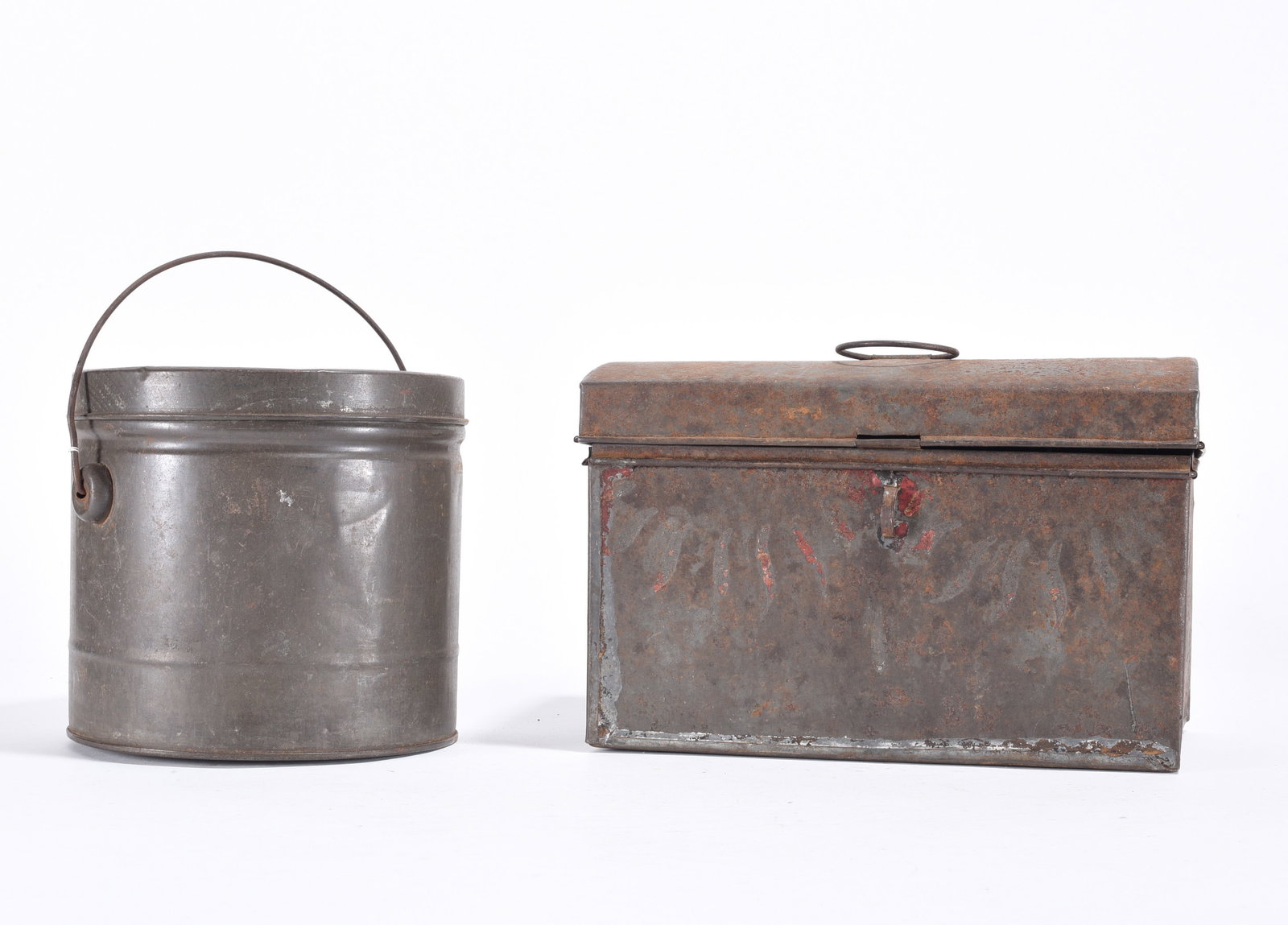 Antique Metal Can and Pale: ca. 1900. 6"