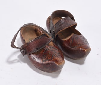 Ornate Carved Wooden Shoes