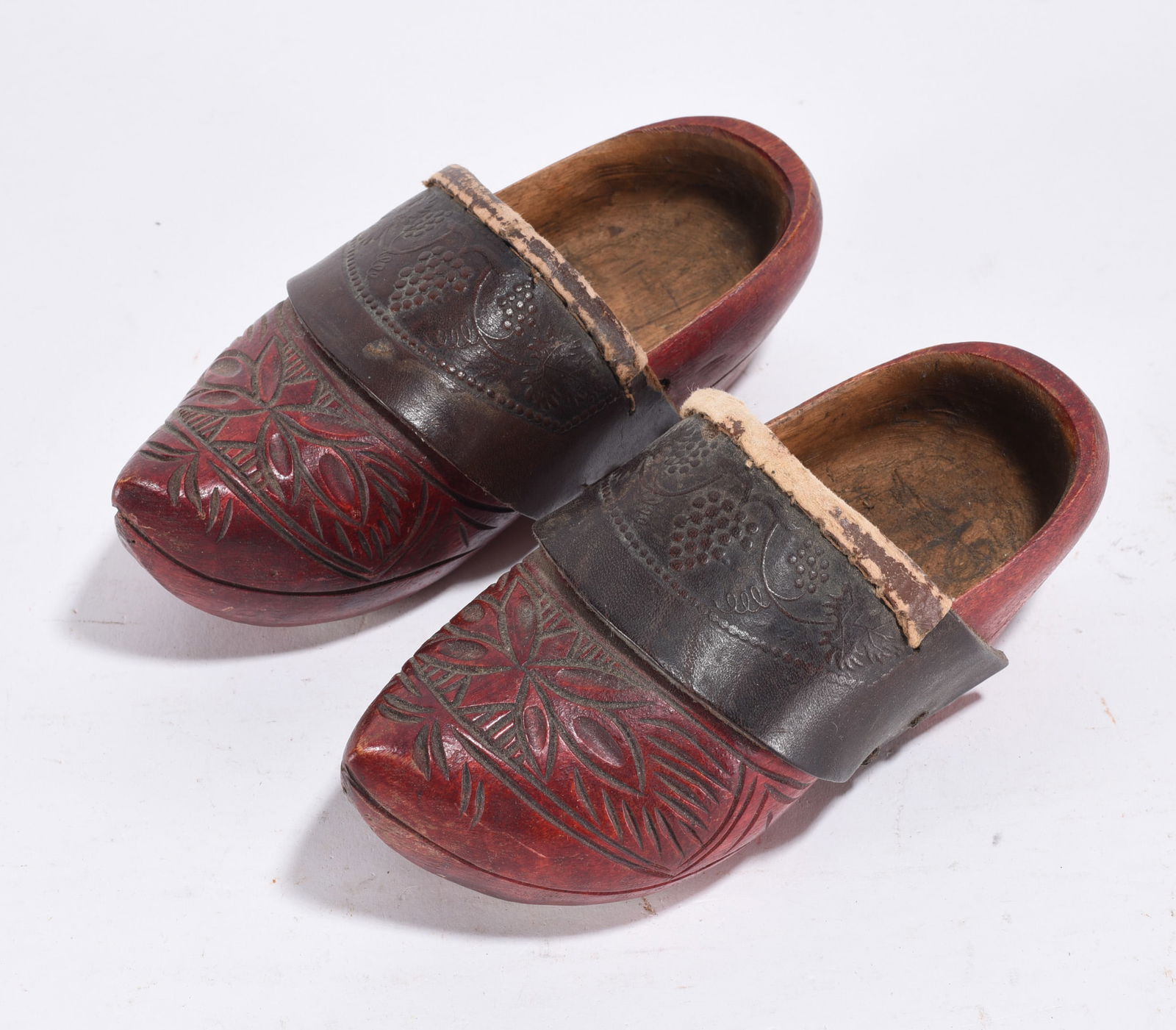 Ornate Carved Wooden Shoes (1 of 2)