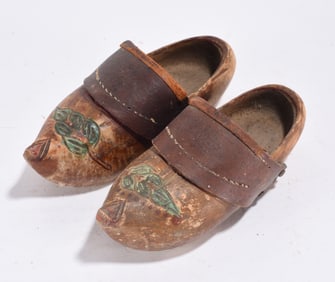 Ornate Carved Wooden Shoes