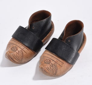 Ornate Carved Wooden Shoes