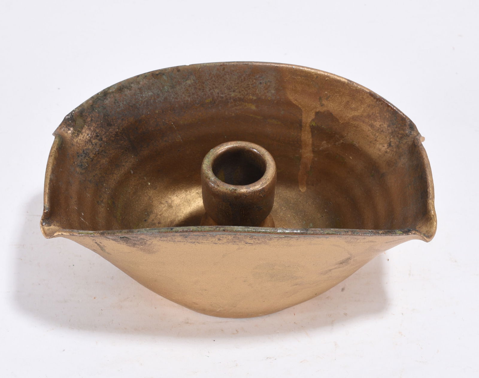 North Carolina Pottery Candle ca. 1920: north carolina pottery candle ca. 1920/ painted gold. 3" x 8"