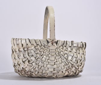 Antique Oak Split Basket White Paint