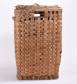 ca. 1920 Oak Split Waste Basket