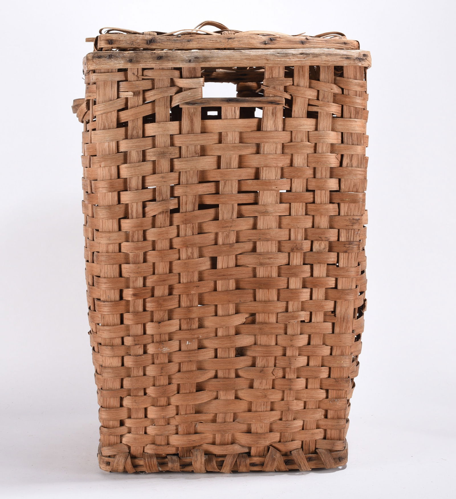 ca. 1920 Oak Split Waste Basket (1 of 4)