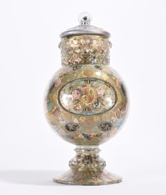 Large Glass Tobacciana Apothecary Lidded Jar