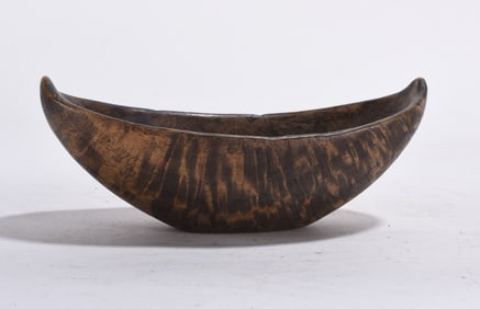 Native American Burl Wood Canoe Shaped Bowl