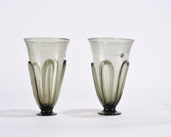 Blown Forest Green Goblets