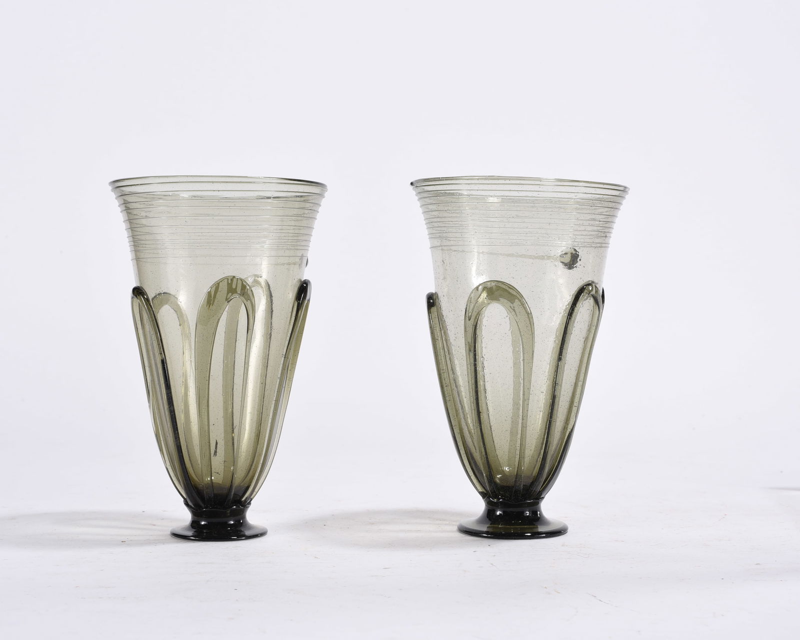 Blown Forest Green Goblets: hand blown, handmade after 13th century glass ca. 1900 victorian glass. 6"
