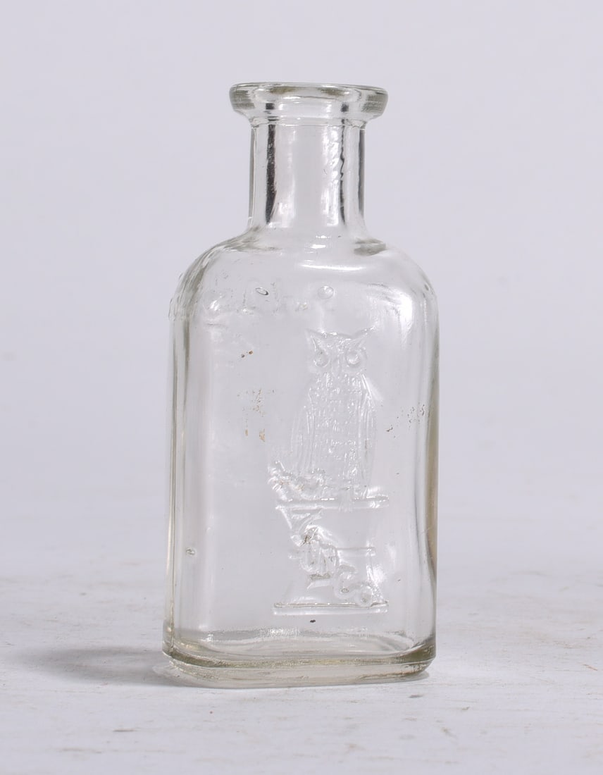 Antique Bottle w/ Owl: antique bottle with owl 3.25"