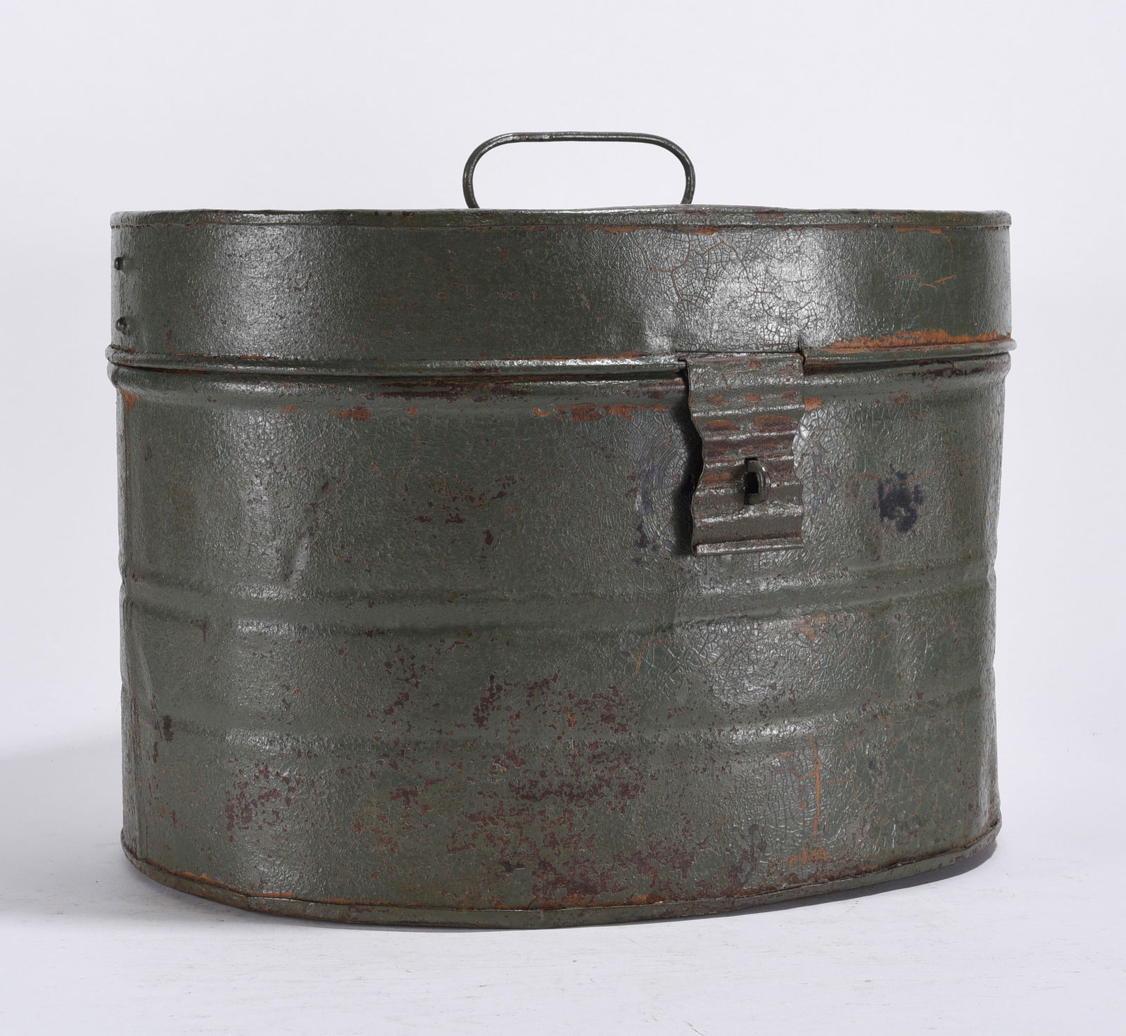 Vintage Lidded Pale Green Paint: vintage page with lid, green paint. 11"