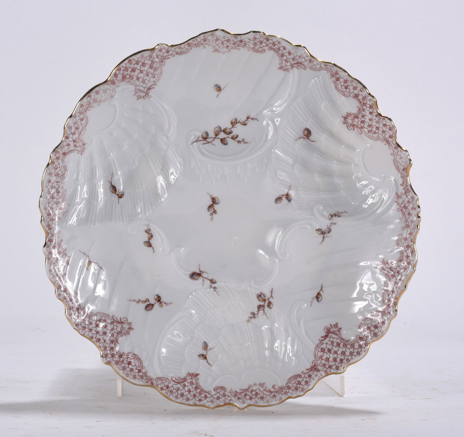 19th Century Porcelain Oyster Plate: oyster plate, 19th century 8"