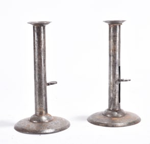 Signed Antique Hog Scraper Candle Holders