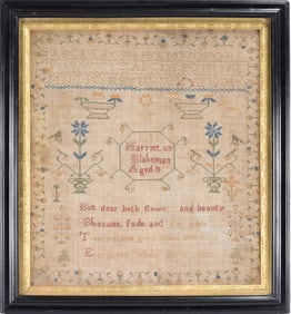 Harriet Blakeman Needle Point Sampler ca. 1850