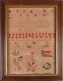 Needle Work Sampler Framed ca. 1850