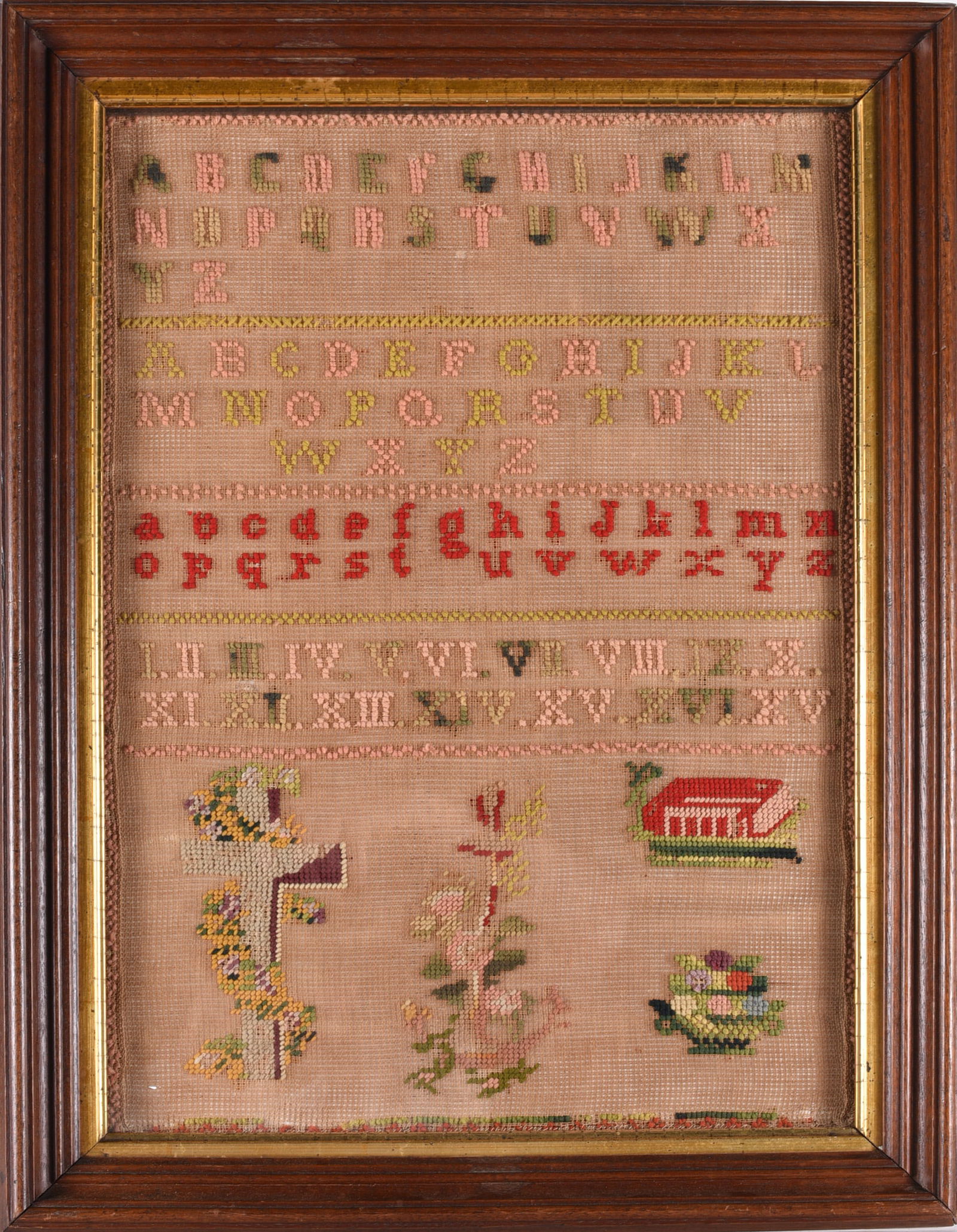 Needle Work Sampler Framed ca. 1850 (1 of 4)