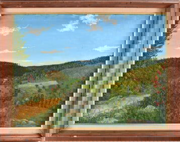 Antique Pennsylvania Landscape Painting on Canvas Framed