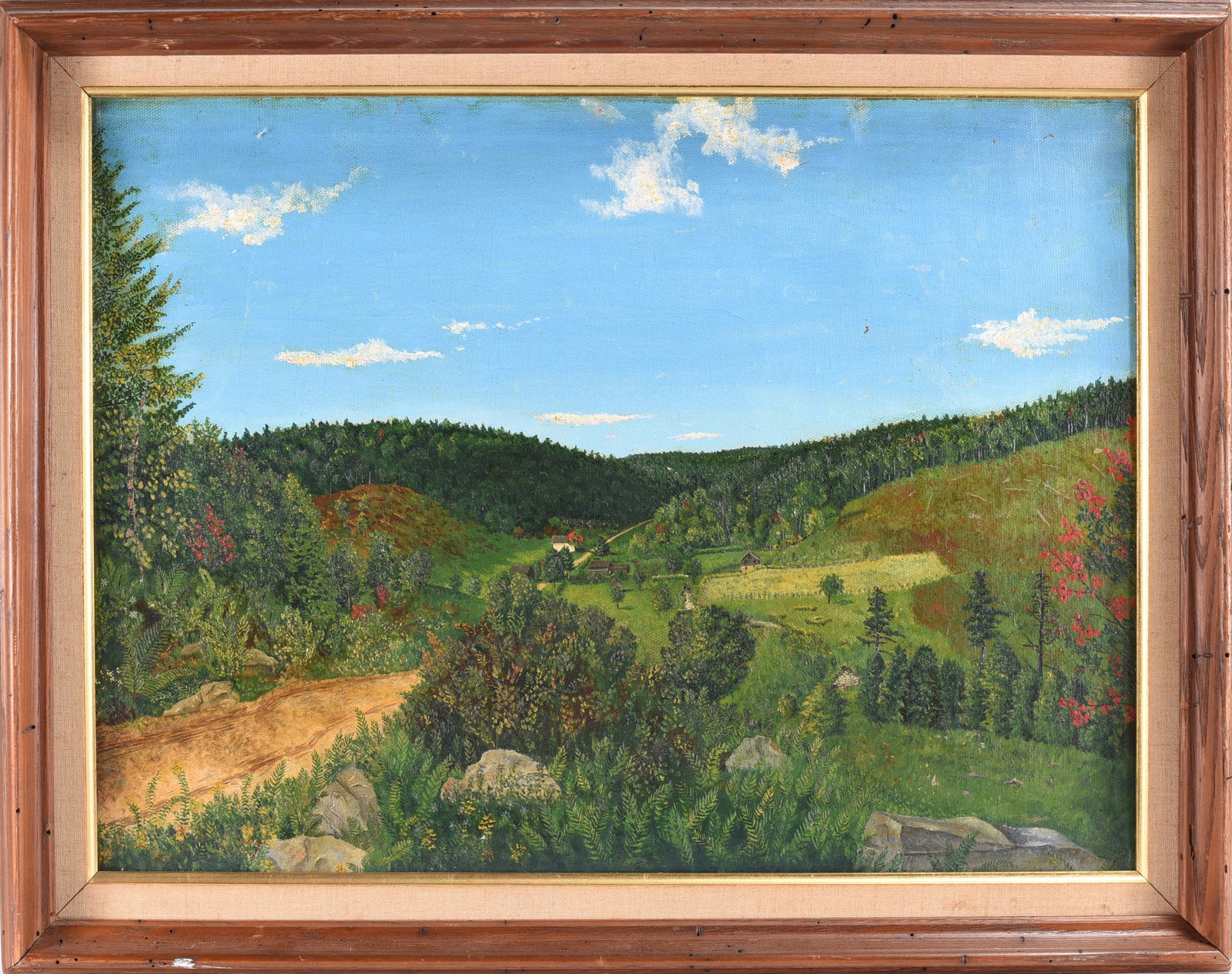 Antique Pennsylvania Landscape Painting on Canvas Framed: 25"x20" paint on canvas, framed. Ca. 1884 dated on back note.