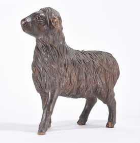 Folk Art Carved Wooden Lamb