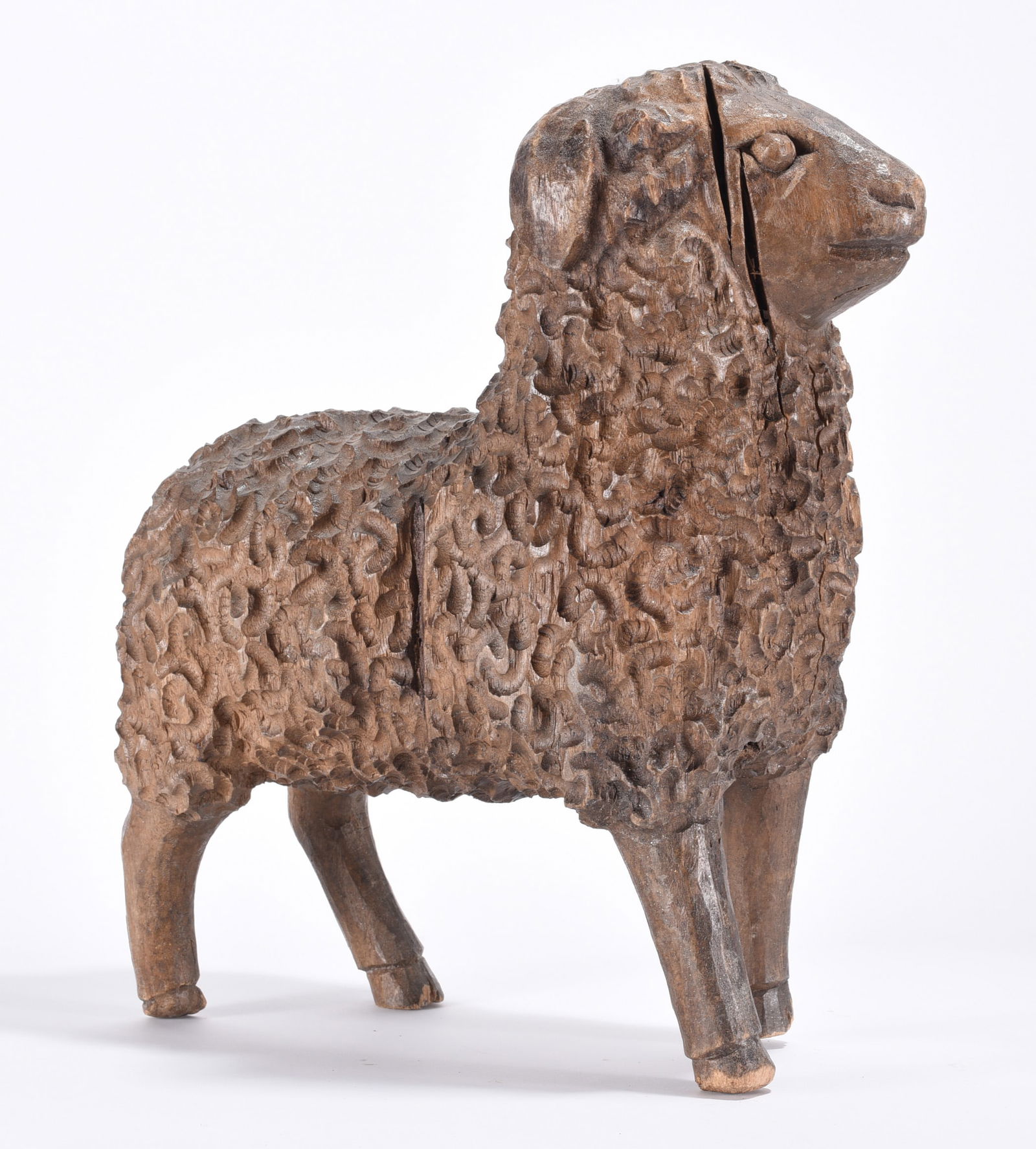Folk Art Carved Wooden Lamb (1 of 3)