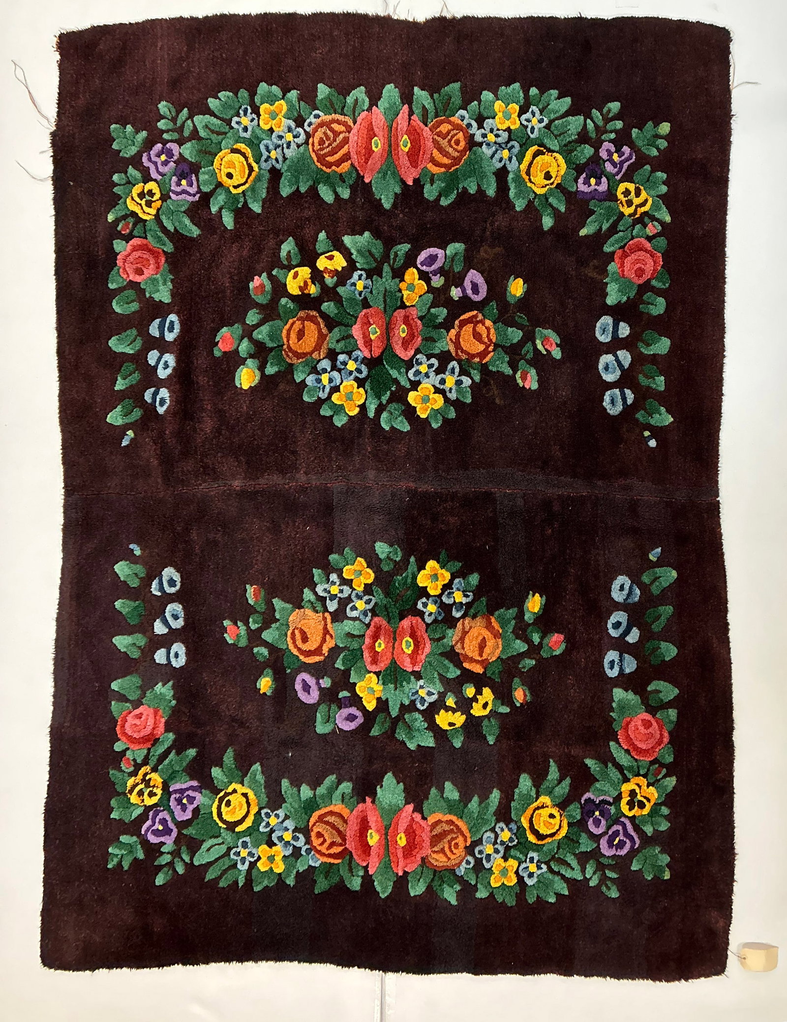 Floral Hooked Rug ca. 1900: 55" x 76" hooked rug ca. 1900
