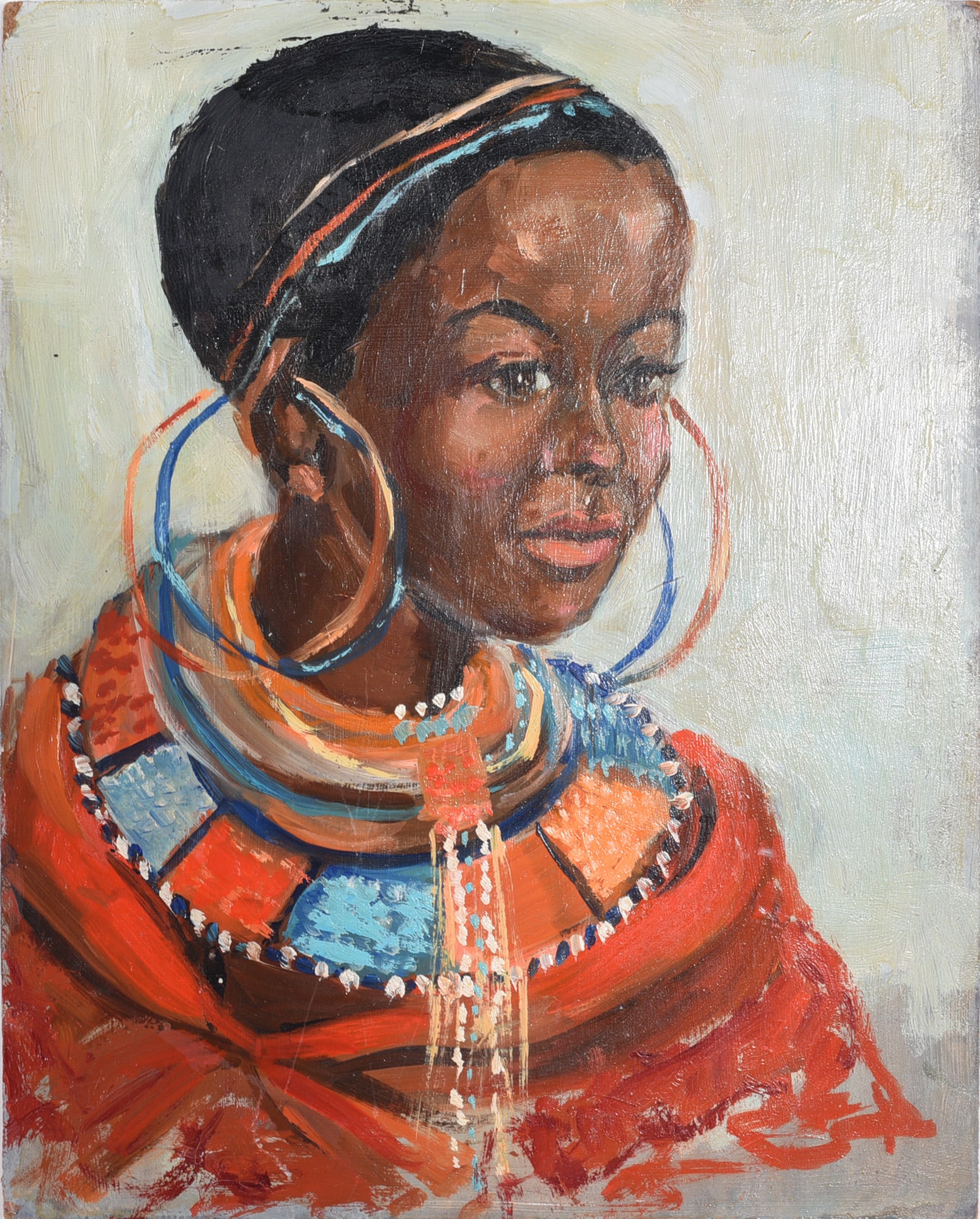 Painting on Board: 8"x10" ca. 1950 painting on Masonite board.