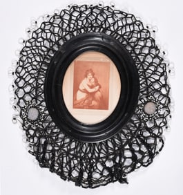 Victorian French Beaded Memorial Frame Immortelle