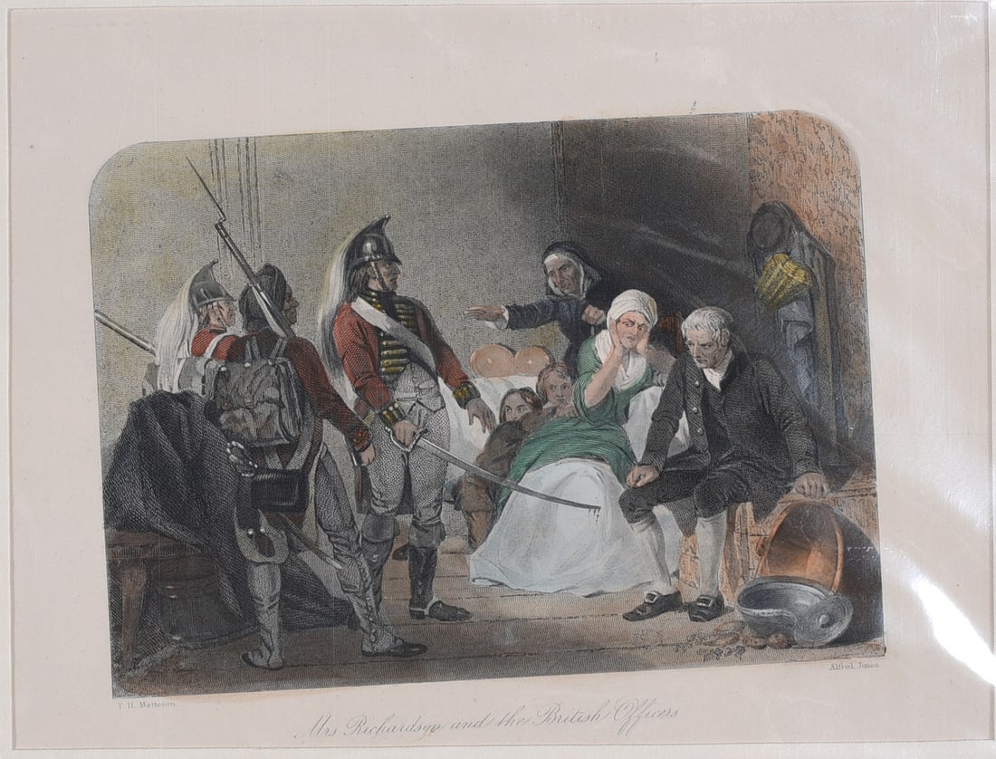 Mrs. Richardson and the British Officers Lithograph: antique lithograph, matted not framed. Site 8"x6"