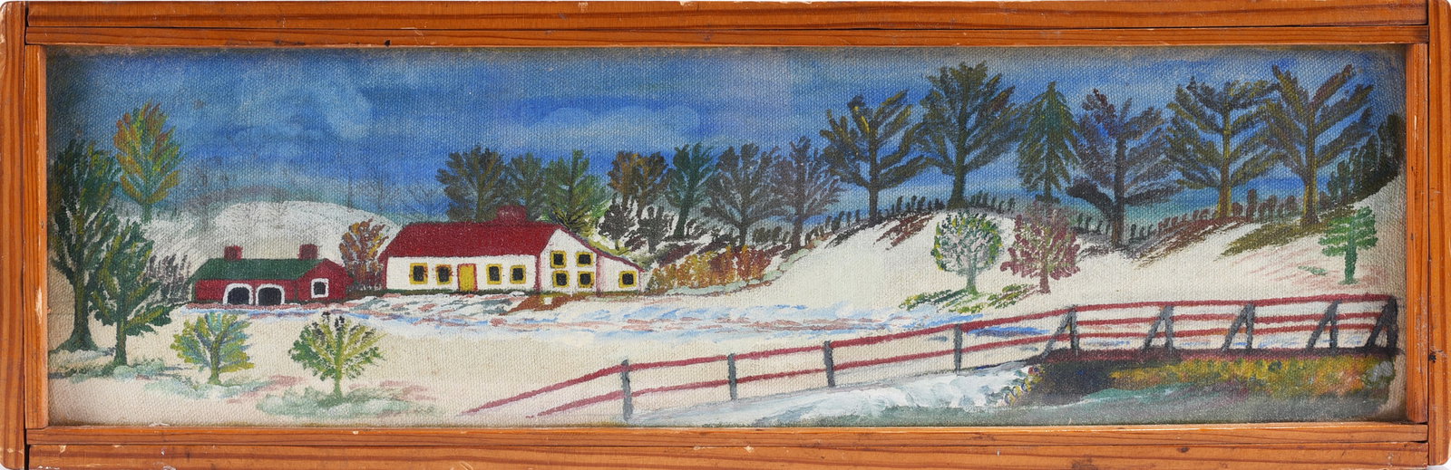 Painting on Wood: painting on wood, framed. 20"x6"